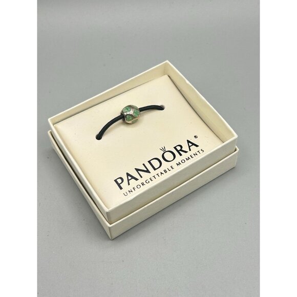 Pandora Green Enamel Hearts Sliding Bead Charm 925 Sterling Silver New Old Stock - Picture 2 of 9